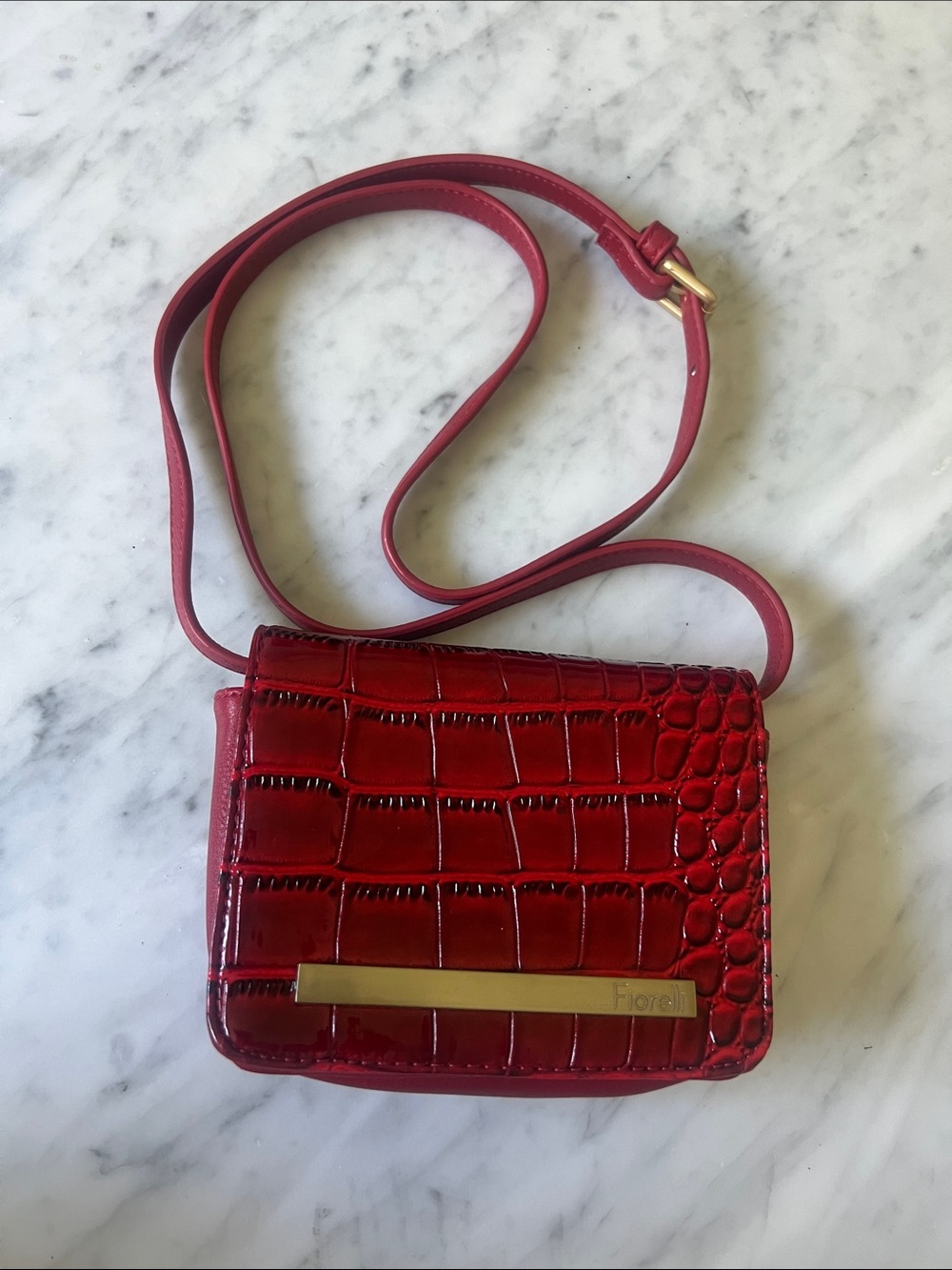 Fiorelli Red Croc-Embossed Crossbody Bag